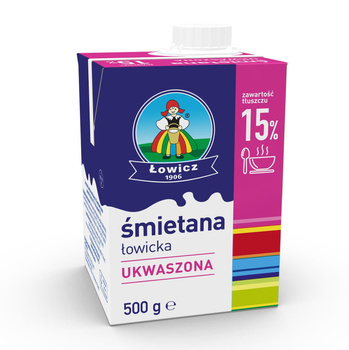 Śmietana Ukwaszona Łowicz 15% 500g