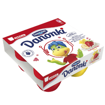 Danonki Mega Truskawka-Wanilia-Banan 4*90g