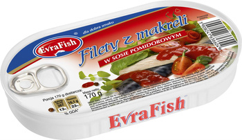 Filety z makreli w pomidorach evra 170g