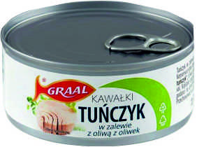 Tuńczyk w sosie własnym duże kawałki Graal 170g